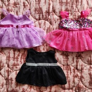 Build-A-Bear Pink, Purple, and Black Dress Trio